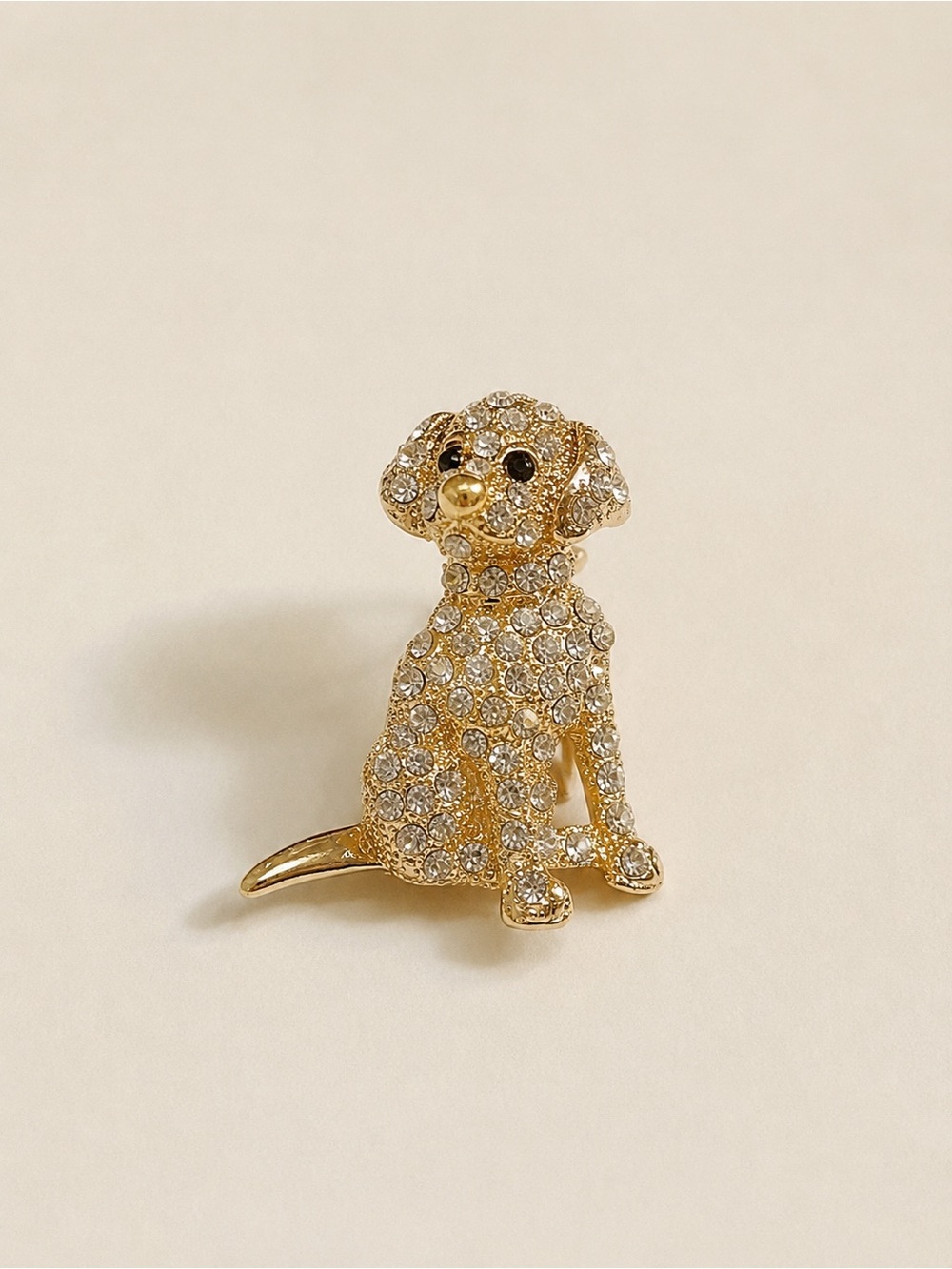 Gold Crystal Dog Brooch - Sparkling Pet Pin